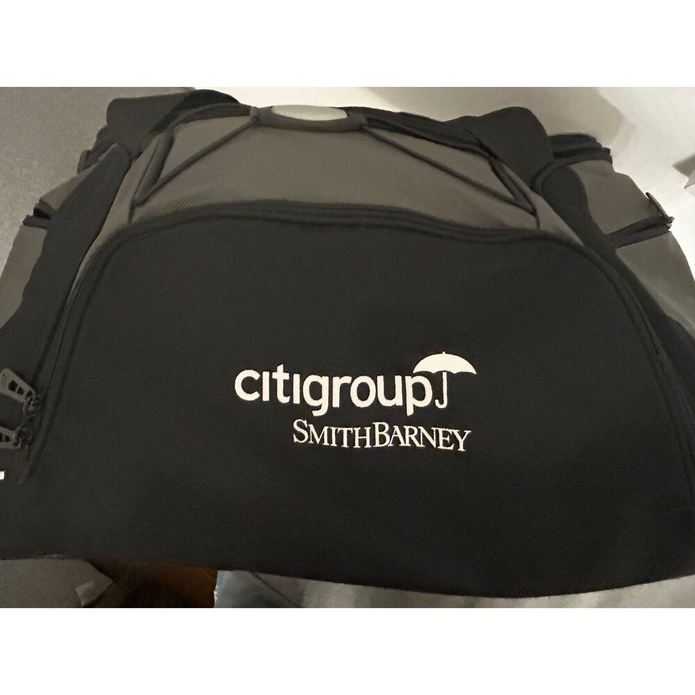 RARE Citigroup Smith Barney Bankers Tote Travel Gym Bag Duffel Black Grey